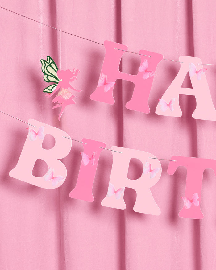 Garden Fairy Banner - 3D paper banner