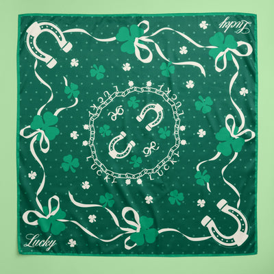 Kiss me, I'm Irish Headscarf - green silk headscarf