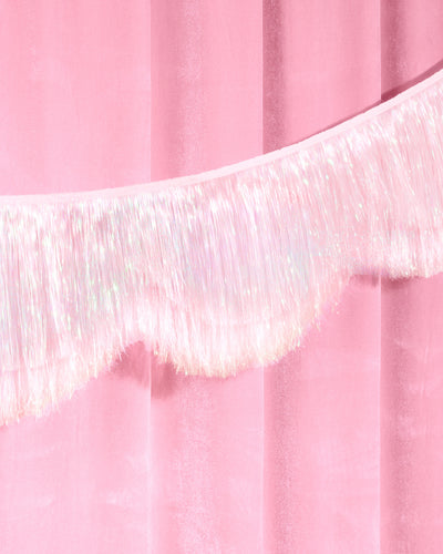 Iridescent Scallop Fringe - layered tinsel banner