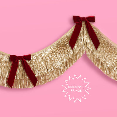 Golden Bow Fringe - layered fringe + velvet bows