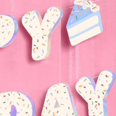 Bday Cake Banner - iridescent foil banner