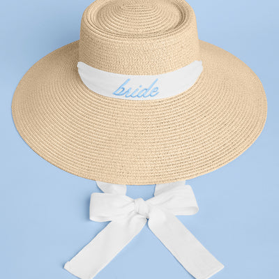 Bride Sun Hat - embroidered straw hat