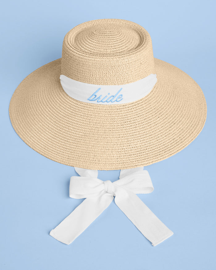 Bride Sun Hat - embroidered straw hat