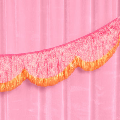Pink Orange Scallop Fringe - iridescent foil banner