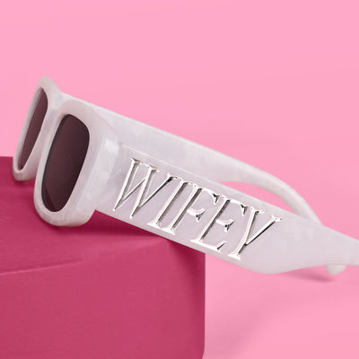 Wifey Sunnies - white marble sunglasses