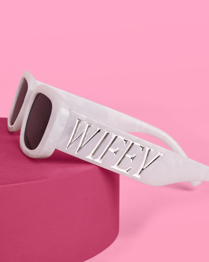 Wifey Sunnies - white marble sunglasses