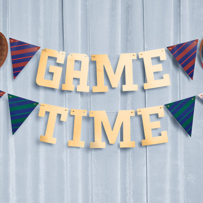 Game Time Banner - gold foil banner