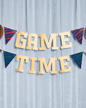 Game Time Banner - gold foil banner