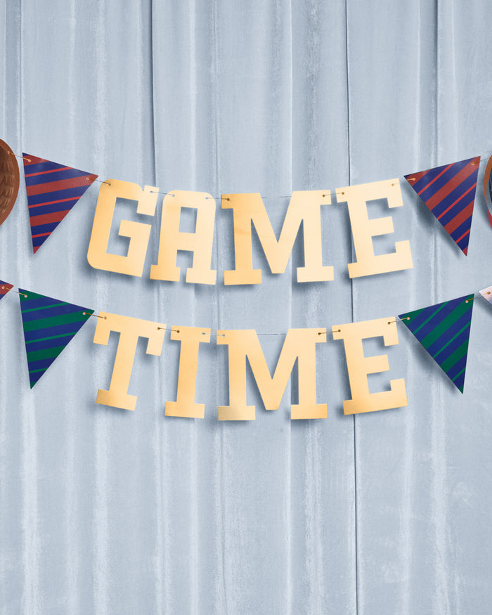 Game Time Banner - gold foil banner