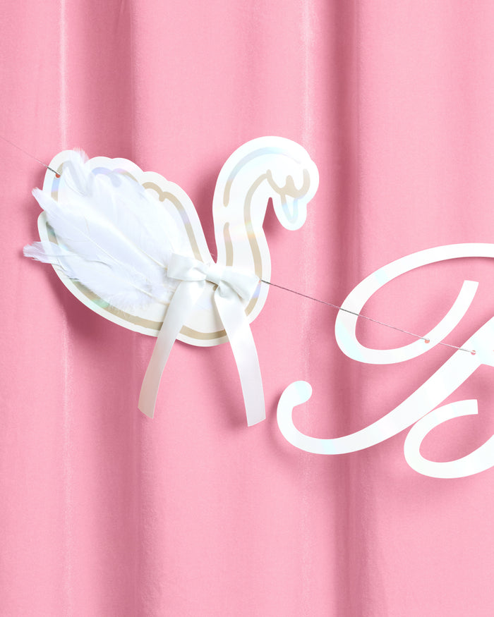 Swan to Be Banner - iridescent foil banner