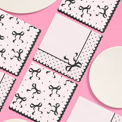 Little Black Bow Bundle - plates, napkins, bday banner