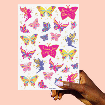 Fairy Flutter Tats - 34 foil temporary tattoos