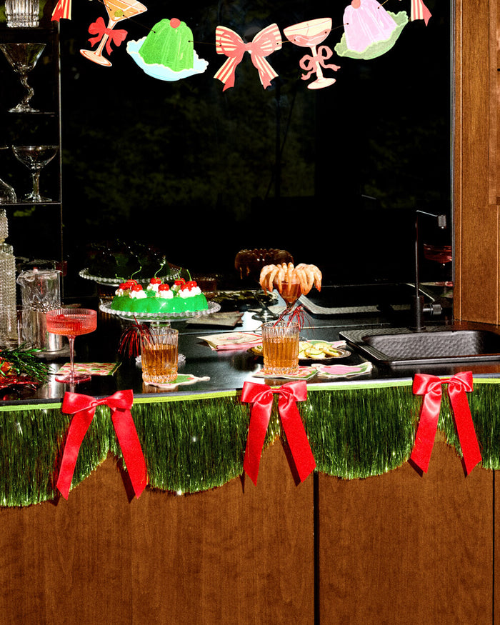 Holiday Bow Fringe Banner - festive garland