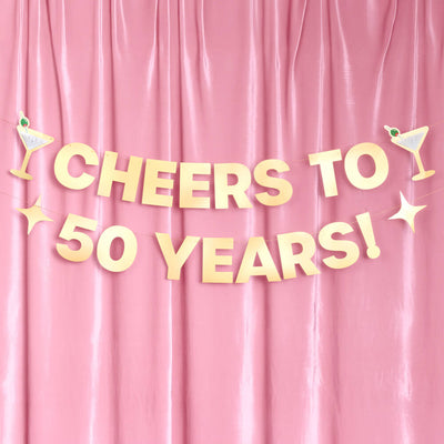 Cheers to 50 Years Banner - 3D paper banner