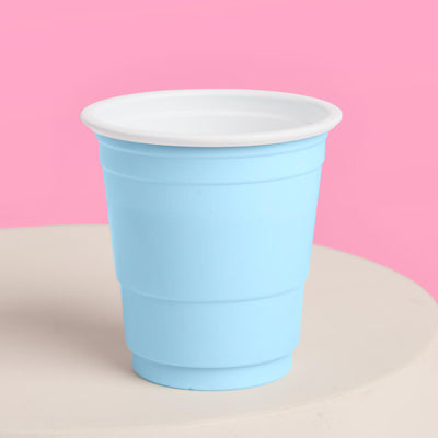 Blue + White Shot Glasses - 50 plastic shot glasses