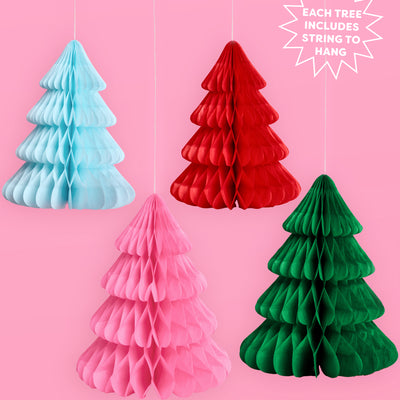 Very Merry Tree Set - 4 accordion tissue paper trees