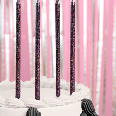 Midnight Sparkle Candles - 10 black glitter candles