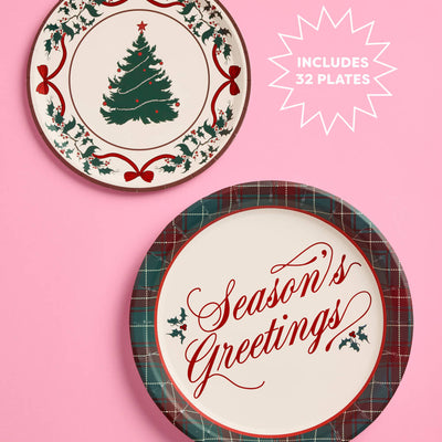Seasons Greetings Plates - holiday plate set