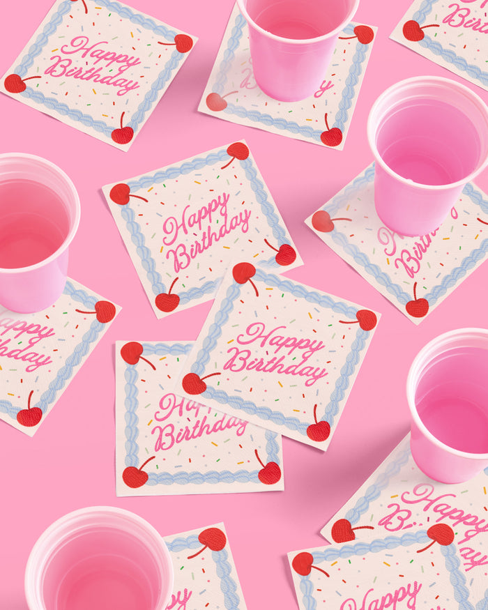 Bday Cake Napkins - 25 sprinkle napkins
