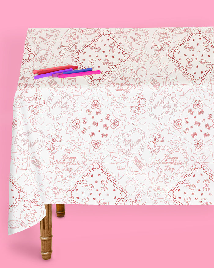 Be Mine Coloring Tablecloth - paper tablecloth