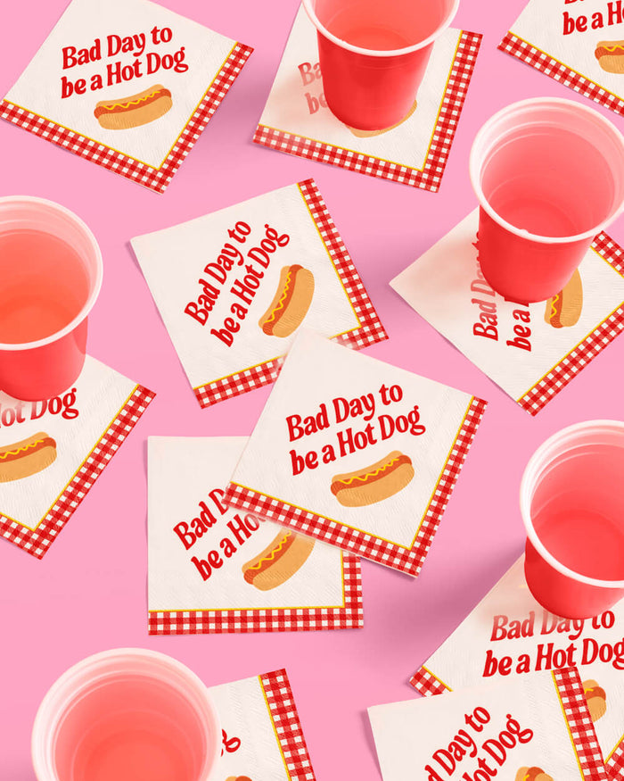 Bad Day to Be a Hot Dog Napkins - 25 cocktail napkins