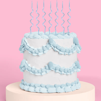 Pearl Blue Candles - 10 wavy candles