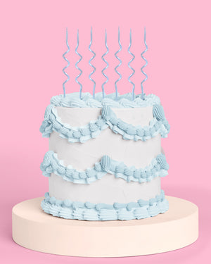 Pearl Blue Candles - 10 wavy candles