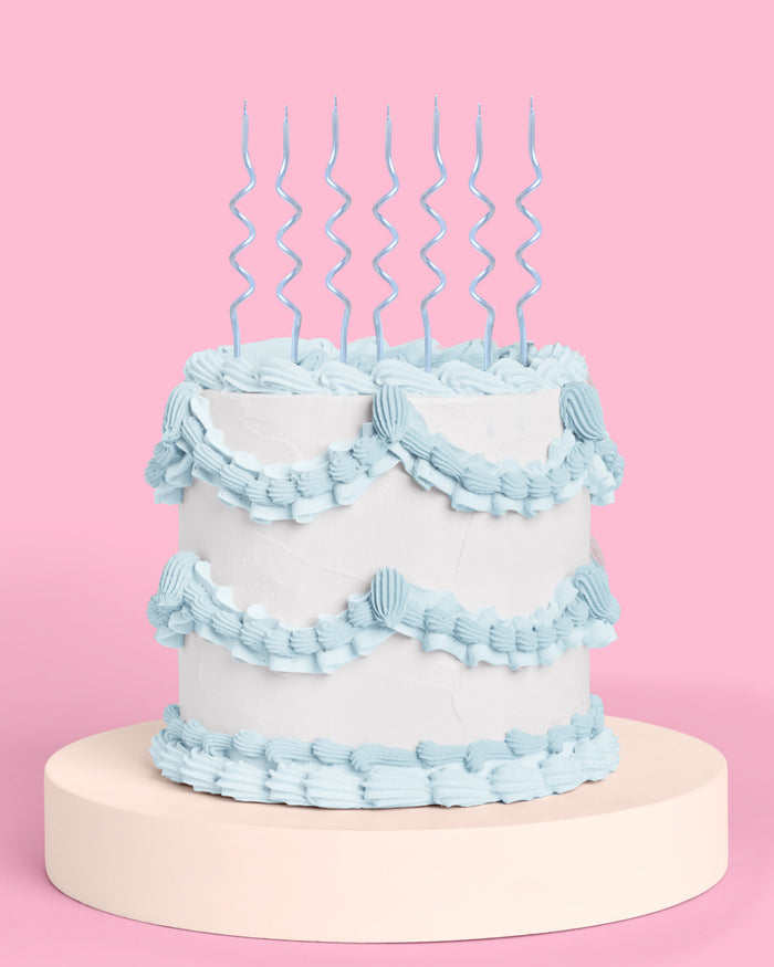 Pearl Blue Candles - 10 wavy candles