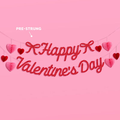 Happy Vday Banner - 3D glitter banner