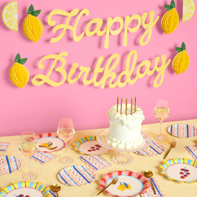 Happy Birthday Lemon Banner - lemon birthday banner