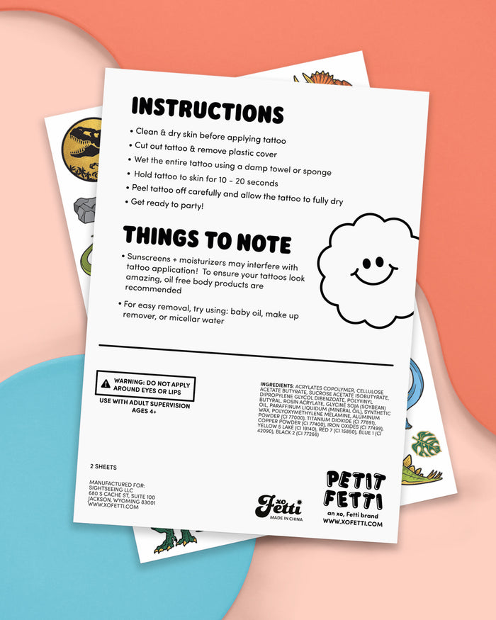 Dino-mite Tats - 44 foil temporary tattoos