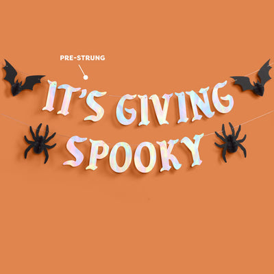 It's Giving Spooky Banner - iridescent foil banner