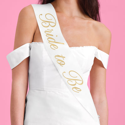 Bride and Groom Sash Duo - black + white satin sashes