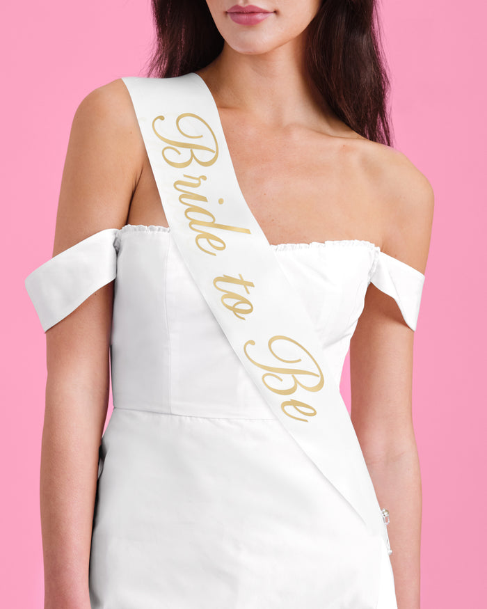 Bride and Groom Sash Duo - black + white satin sashes