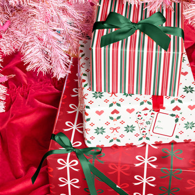 A Merry Mix Wrapping Paper Set - 12 sheets + 16 tags