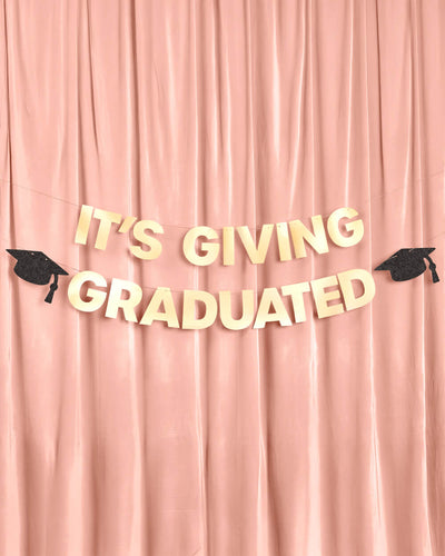 It's Giving Graduated Banner - gold foil banner
