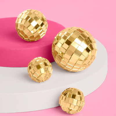 Gold Disco Topper - 4 disco ball cake toppers