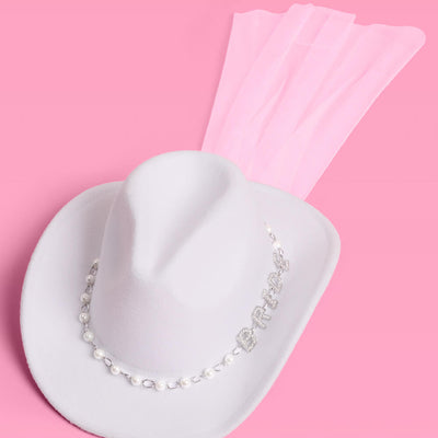 Bride Cowgirl Hat - bride hat + veil