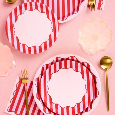 Candy Stripe Plates Set - 32 Plates