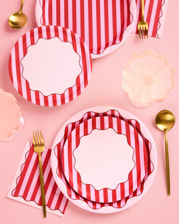Candy Stripe Plates Set - 32 Plates