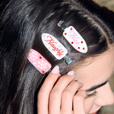 Naughty or Nice Hair Clips - 4 christmas clips