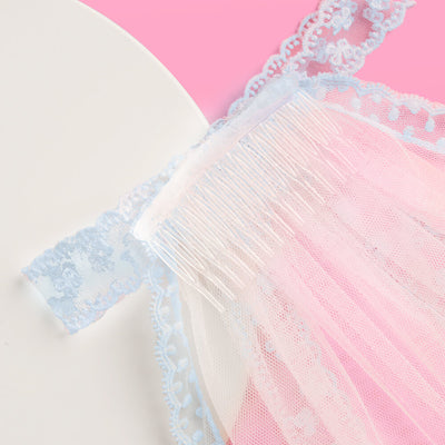 Something Bow Veil - blue lace trim veil
