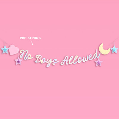 No Boys Allowed Banner - iridescent foil banner