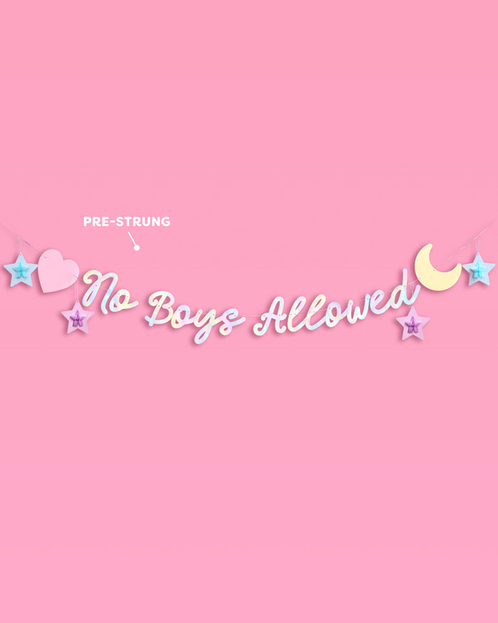 No Boys Allowed Banner - iridescent foil banner
