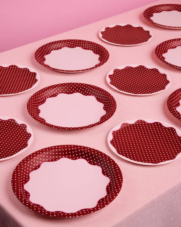 Wine Not Plate Set - 32 polka dot plates