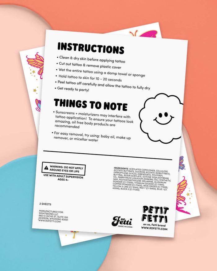 Fairy Flutter Tats - 34 foil temporary tattoos