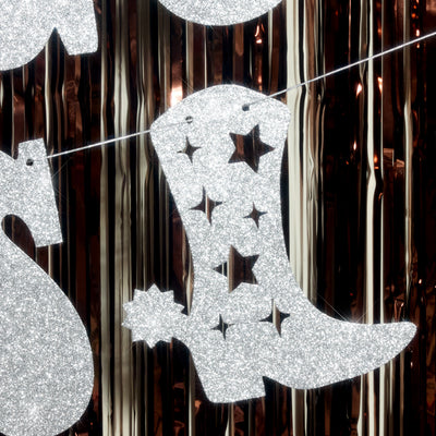 Let's Go Girls Banner - silver glitter banner