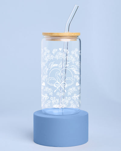 To Have & To Hold Tumbler - printed glass tumbler + straw