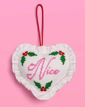 Naughty or Nice Ornament - cross stitch ornament