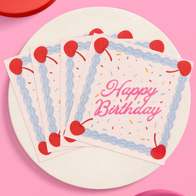 Bday Cake Napkins - 25 sprinkle napkins